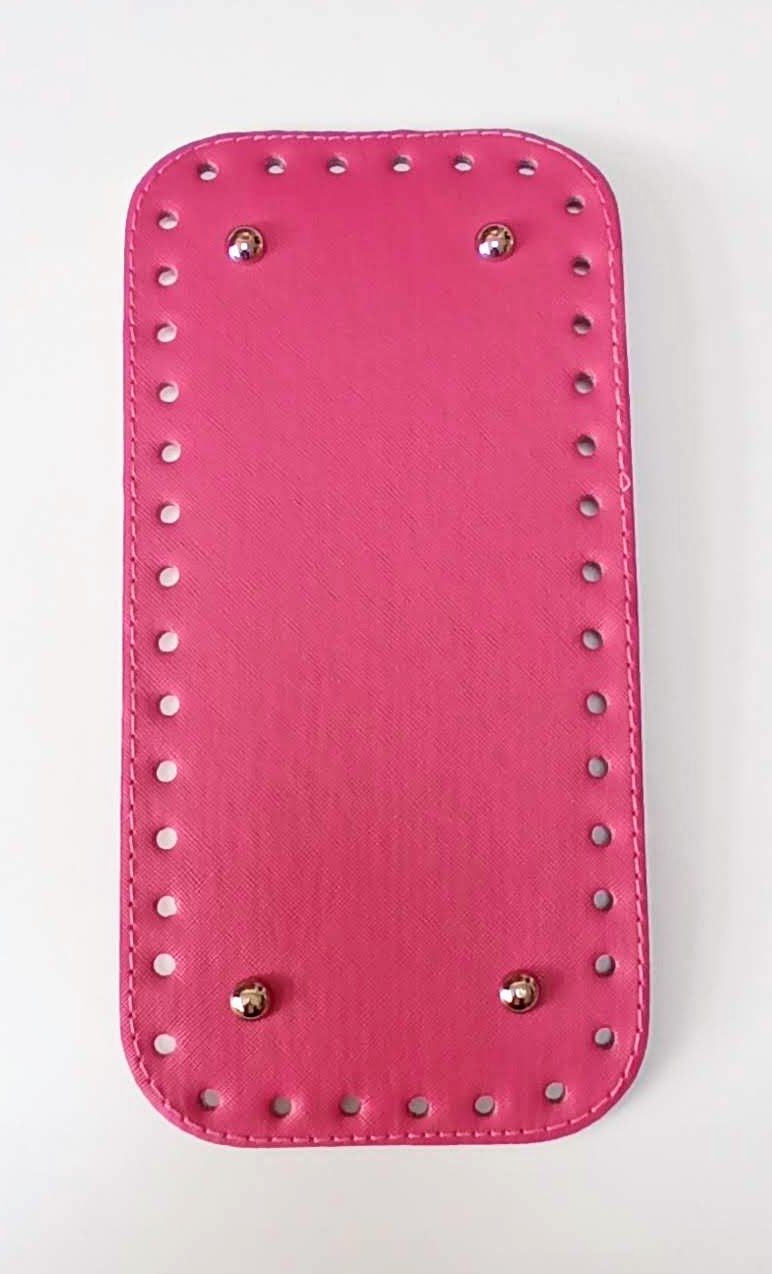 ÇANTA TABANLARI - SUNİ DERİ ÇANTA TABANI 25X12 CM RİVETLİ - PEMBE