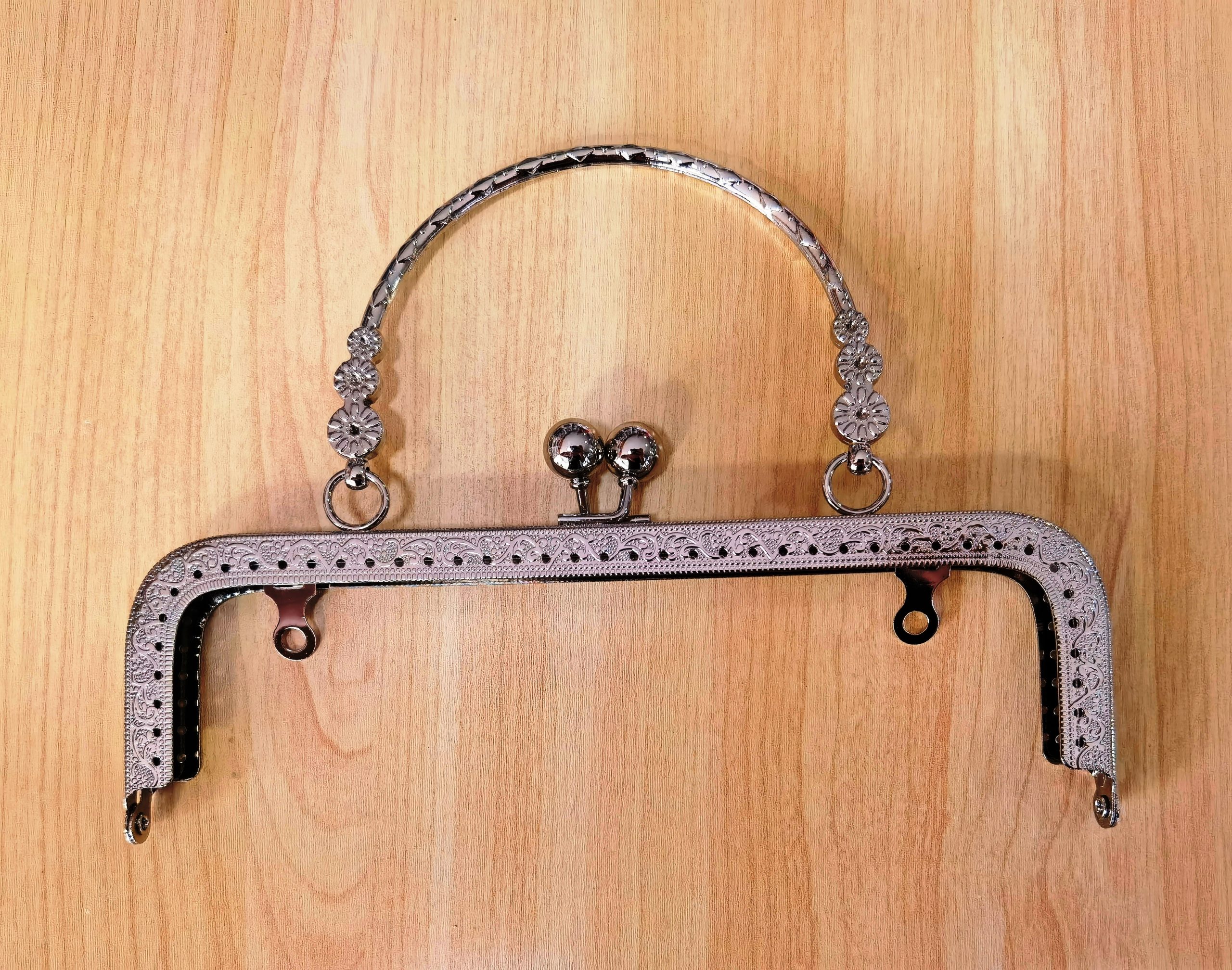 METAL DİKDÖRTGEN ÇANTA SAPI 18 CM -GÜMÜŞ